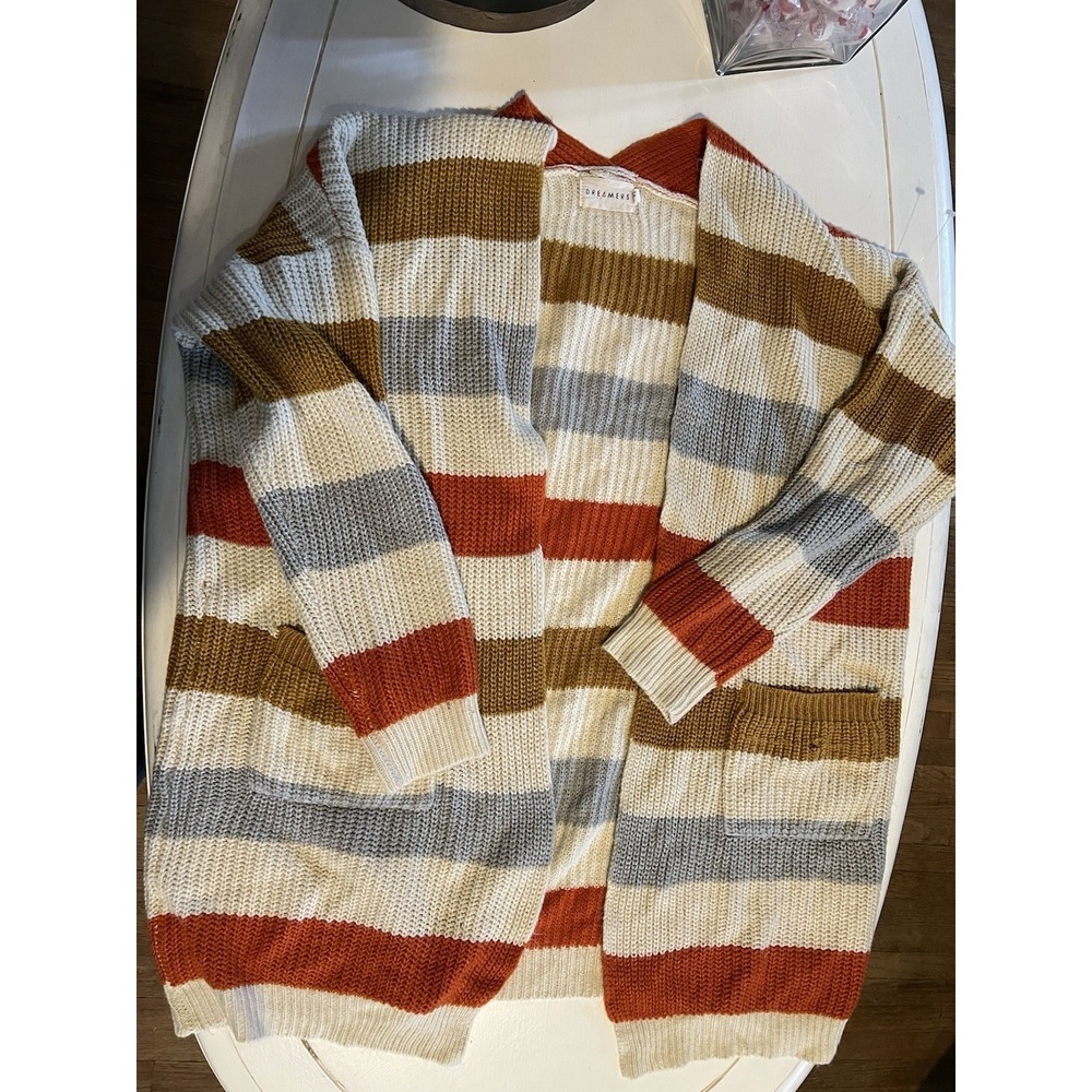 Dreamers Striped Chunky Knit Cardigan Womens Oversized Boho Fall Sweater Cottage